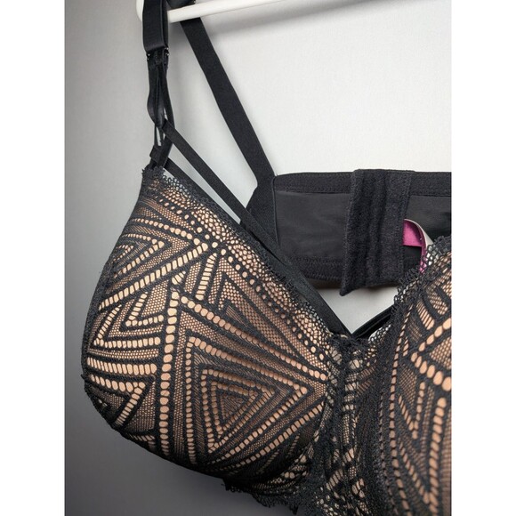 Adore Me 44DDD Trezza Contour Bra Underwire Black Geometric Lace Strapy Intimate - Picture 3 of 11